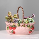 Factory direct supply pastoral portable basket flowerpot container creative painted strawberry large and small caliber fleshy flowerpot