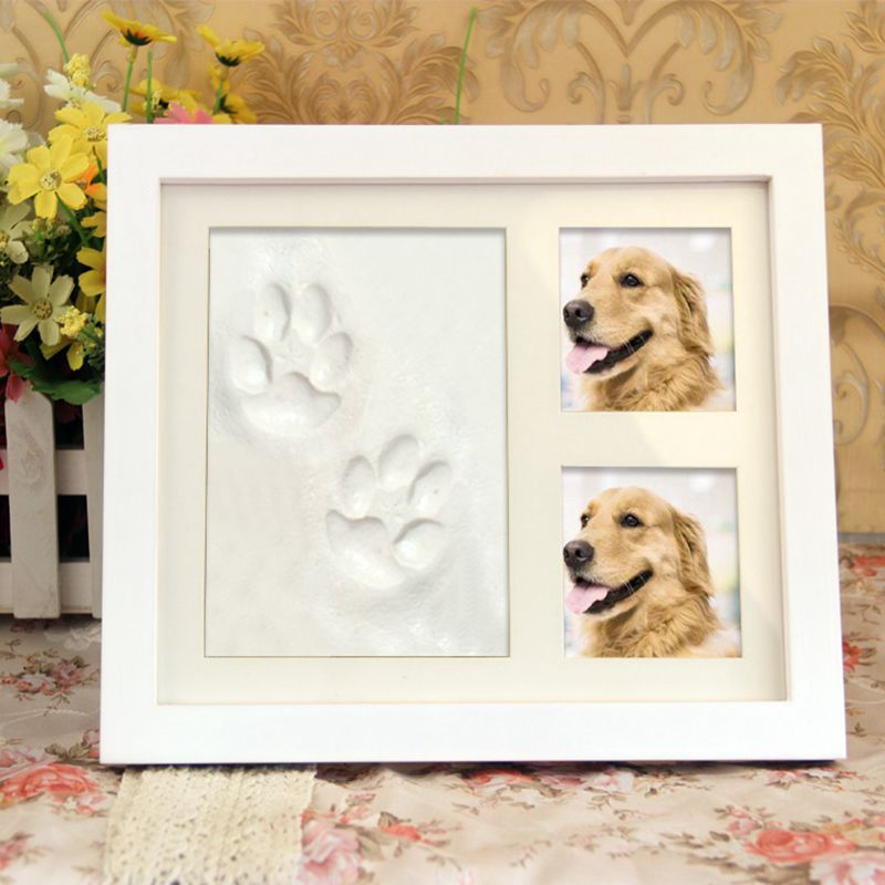 Pet Hand and Foot Print Photo Frame Cat Paw Print Footprint Print Pad diy Dog Hand Print Commemorative Photo Frame Set Table as a souvenir
