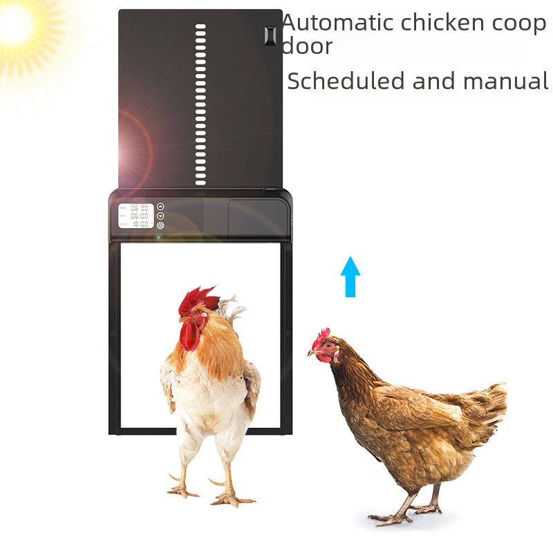 跨境自动鸡舍门智能自动定时升降养鸡门宠物鸡鸭家用铝合金鸡窝门