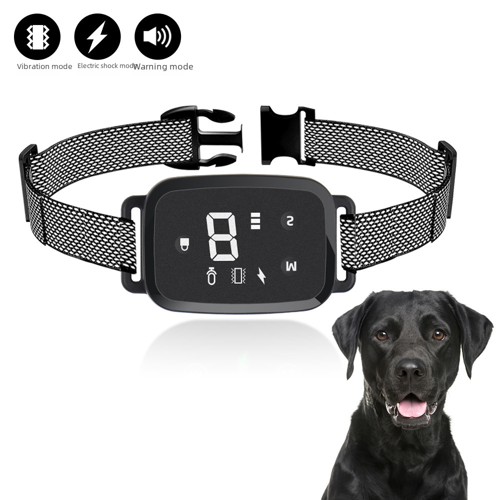 pet dog training collar digital display automatic electric shock bark stop touch screen charging waterproof intelligent dog trainer