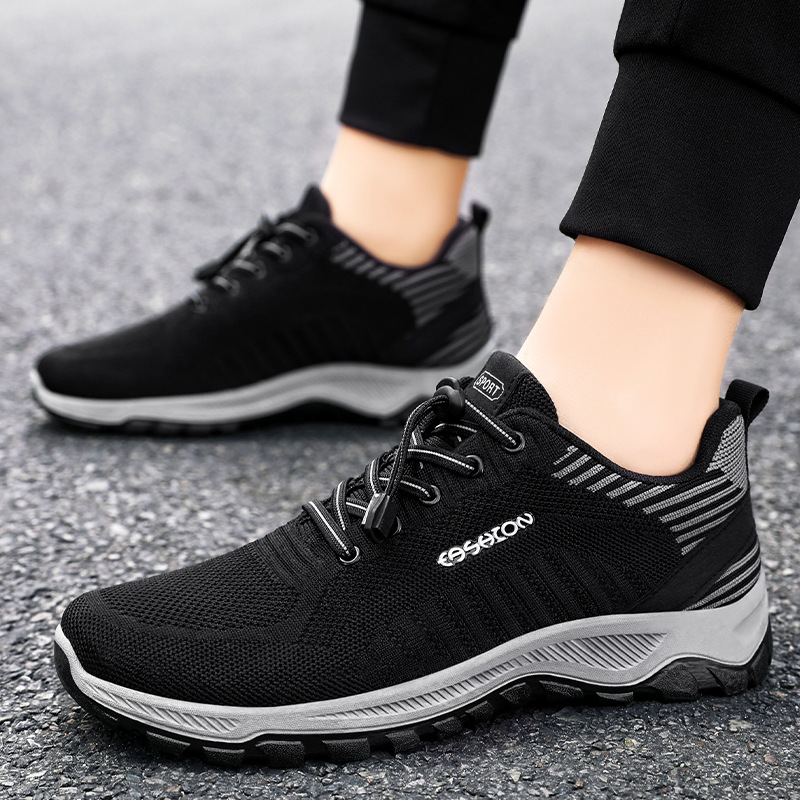 Walking Shoes Spring and Autumn Men's Flying Weaving Sneakers Sports Shoes Comfortable Breathable Couple Casual Mesh Shoes