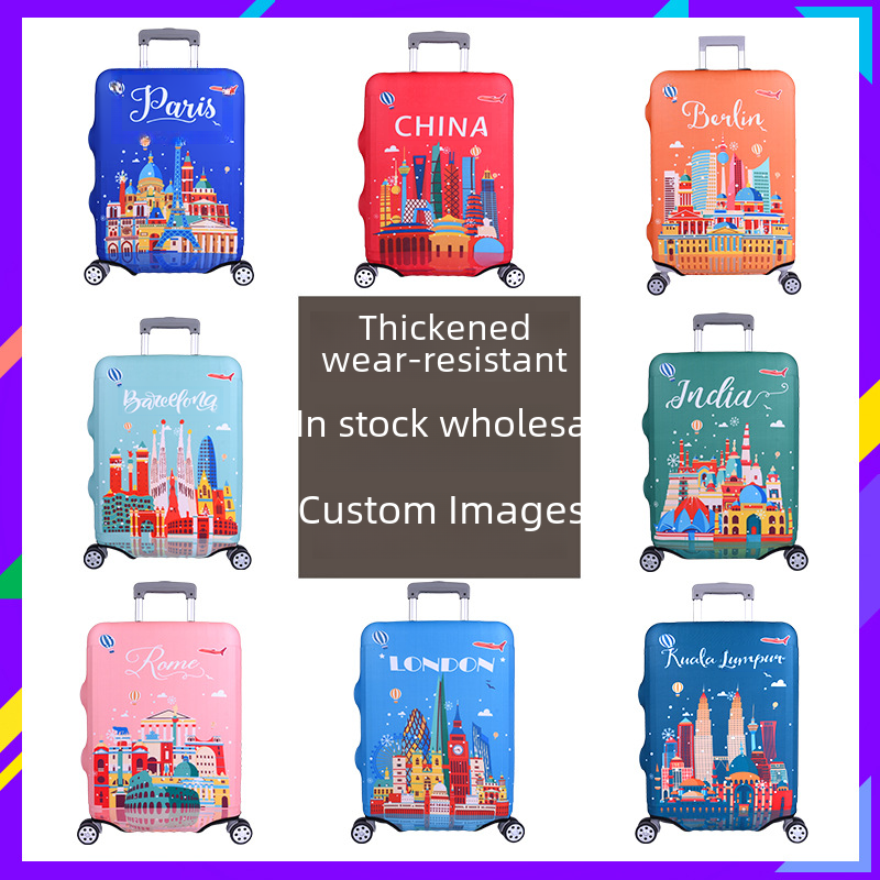 Protective Case Luggage Case Luggage Case Printed Suitcase Case Thickened Elastic Luggage Case Trolley Case Custom LOGO