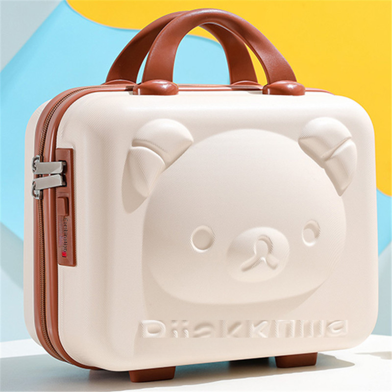 Bear Cosmetic Case 14 Inch Mini Portable Case Small Luggage Accompanying Gift Cartoon Storage Cosmetic Bag Password Box