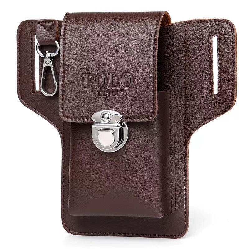 Vertical Mobile Phone Waist Bag for Men's Work Site Mobile Phone Leather Case for Cigarette Box Hanging Key Wear Belt Special