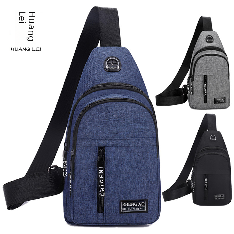 Men's Trendy Business Chest Bag Casual Headphones Messenger Bag Trendy Shoulder Chest Bag Fashion All-match Chest Bag