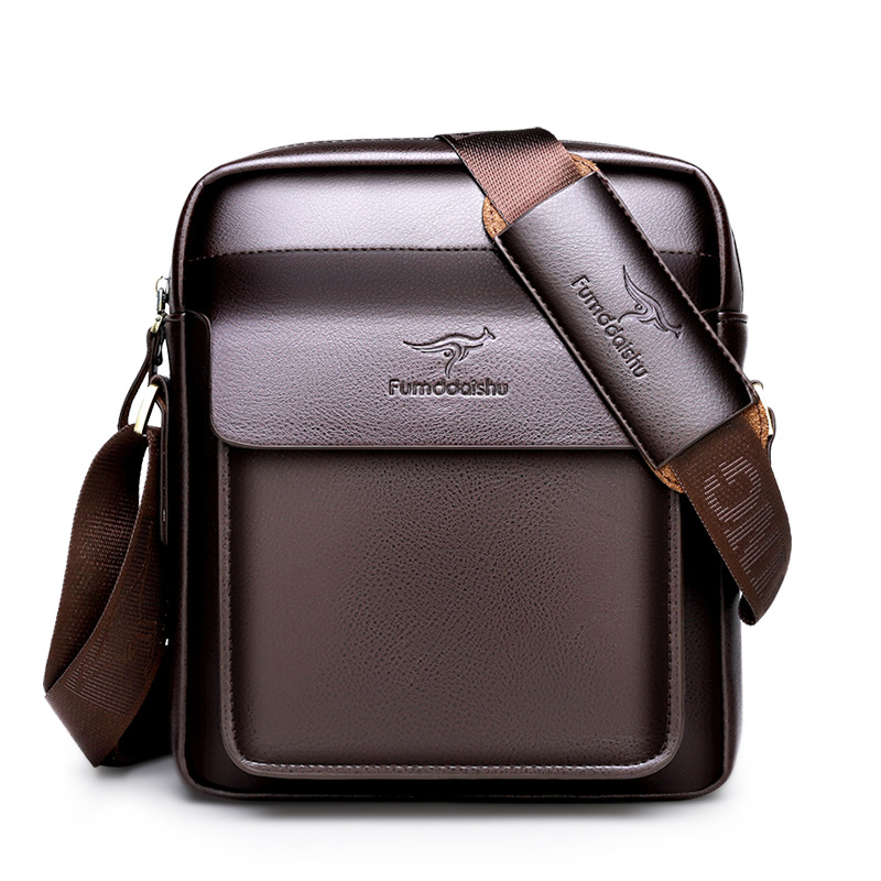 Factory men's soft leather shoulder bag men's messenger bag briefcase business casual men's backpack horizontal