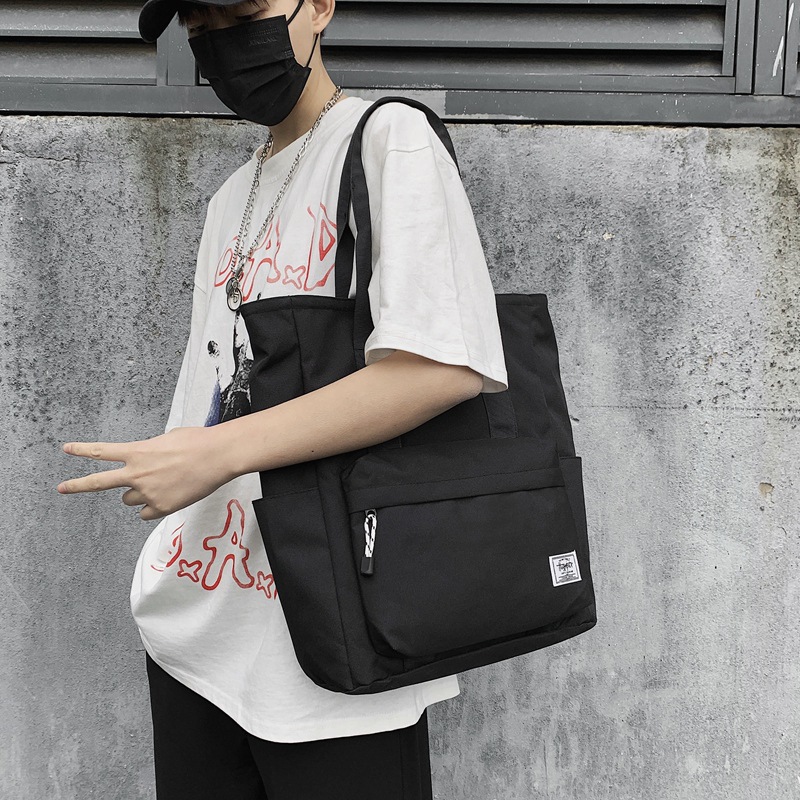 Men's handbag Korean-style tutorial hand-held schoolbag Tote simple student large-capacity casual shoulder bag for women