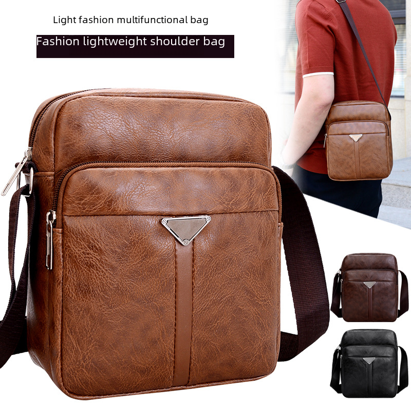 Men's Korean Style PU Leather Men's Shoulder Bag Multi-Layer Large Capacity Men's Crossbody Bag Crossbody Bag