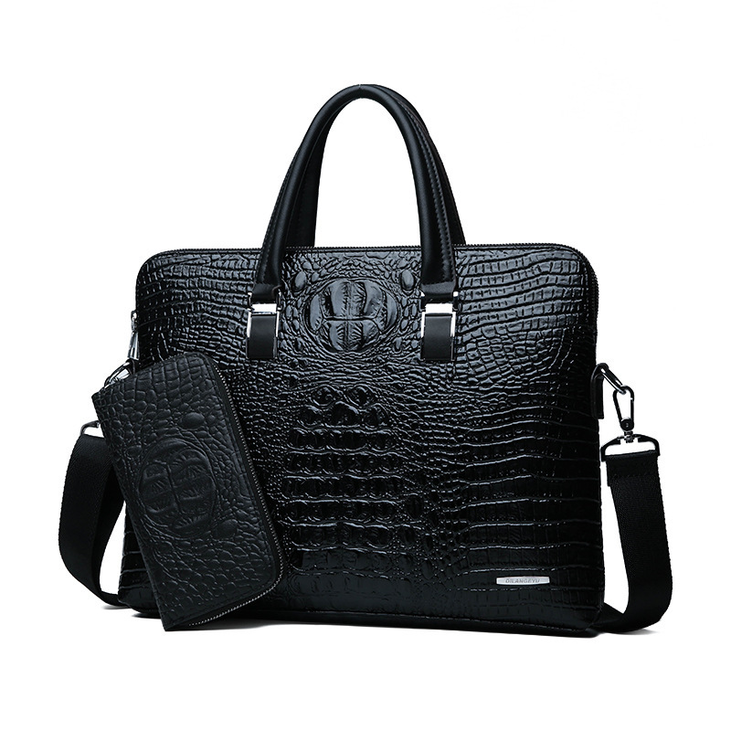 Men's bag fashion business crocodile print handbag shoulder official document computer gift bag men's bag a generation of hair