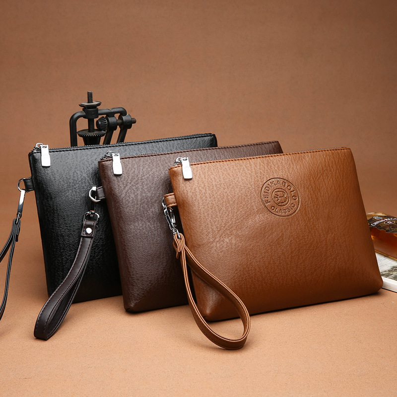 Envelope Bag Casual Men's Clutch Bag pu Soft Leather Men's Bag Mobile Phone Bag Large Capacity Wallet