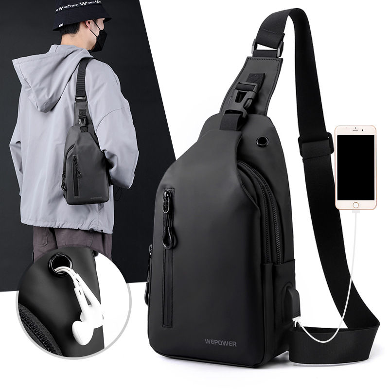 Men's Chest Bag Casual Large Capacity Shoulder Crossbody Bag Korean-style Motorbike Bag Water-repellent Trendy Backpack