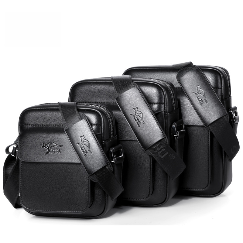 Saqi kangaroo Men's PU leather shoulder bag business large capacity messenger bag one-piece delivery
