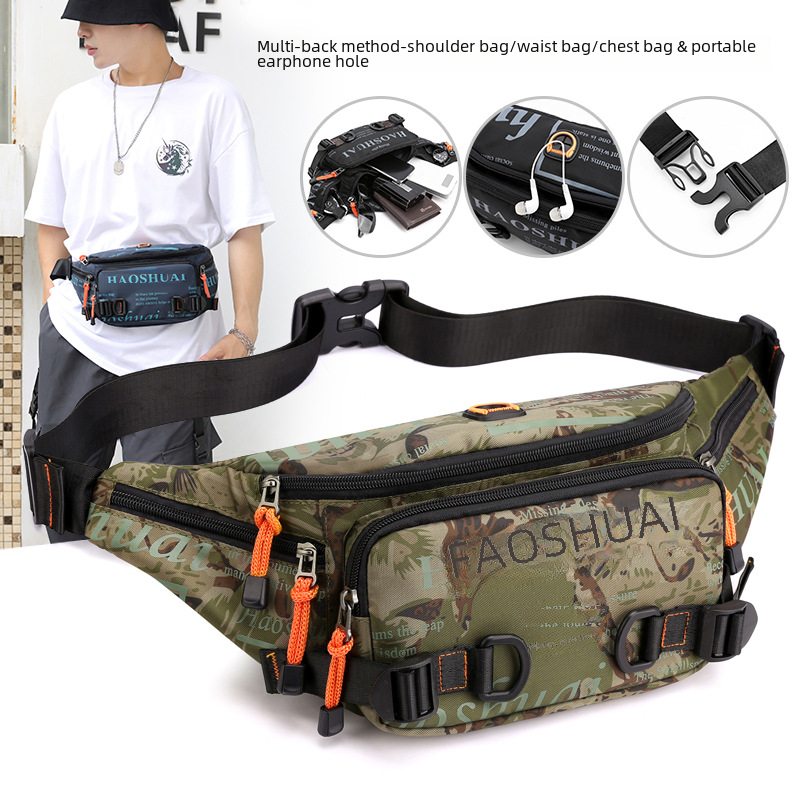 Factory outdoor men's waist bag fashion chest bag waterproof nylon cloth crossbody men's bag