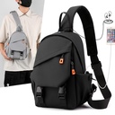 Classic casual men's chest bag Korean fashion crossbody simple shoulder bag multifunctional usb charging chest bag