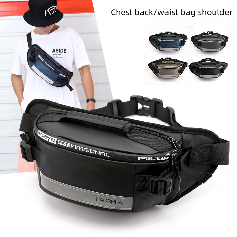 Factory direct fashion outdoor waist bag running close-fitting waist bag reflective strip chest bag anti-theft mobile phone cash register bag