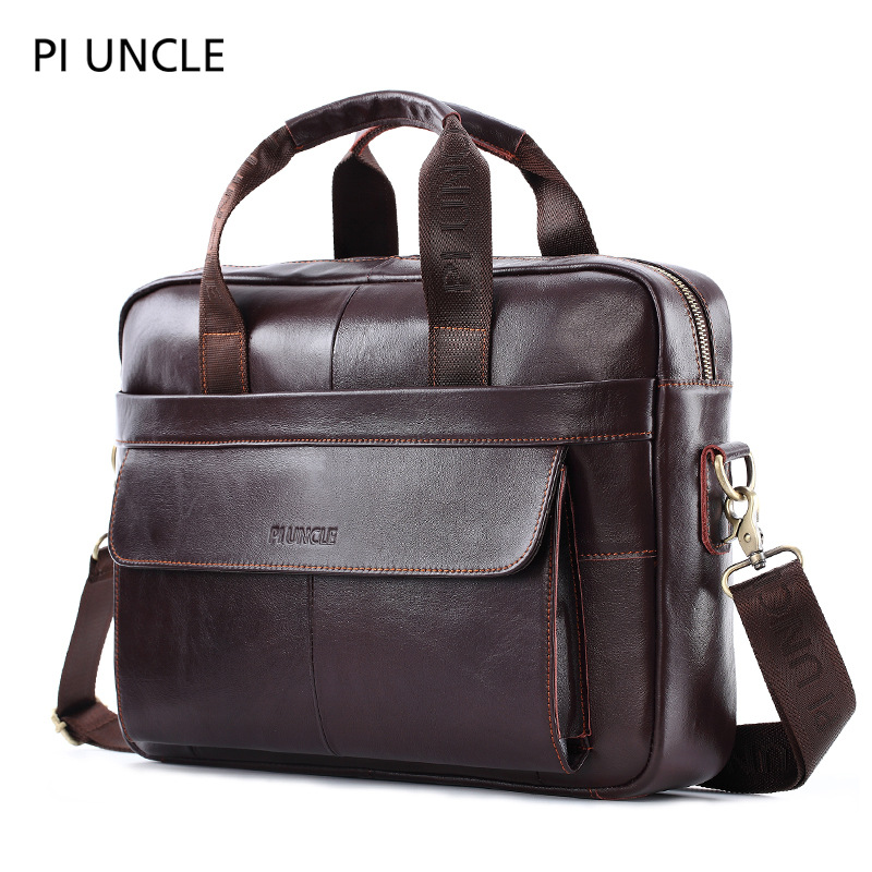 PI Liu Shu (PI UNCLE) leather men's briefcase top layer leather shoulder messenger bag casual