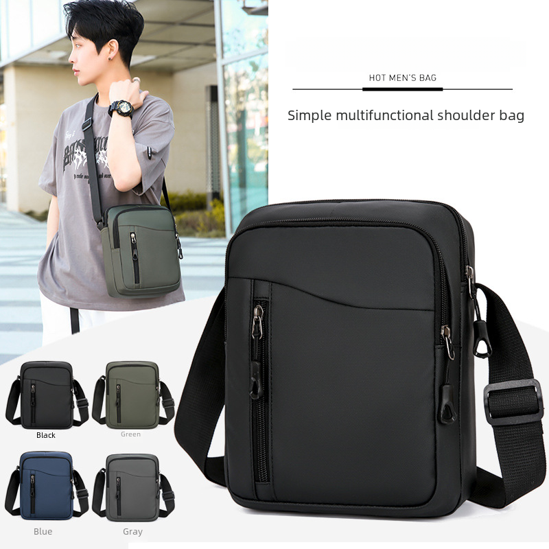 Simple Men's Satchel Fashionable Oxford Cloth Crossbody Shoulder Bag Men's Casual Crossbody Backpack Trendy Mobile Phone Small Square Bag