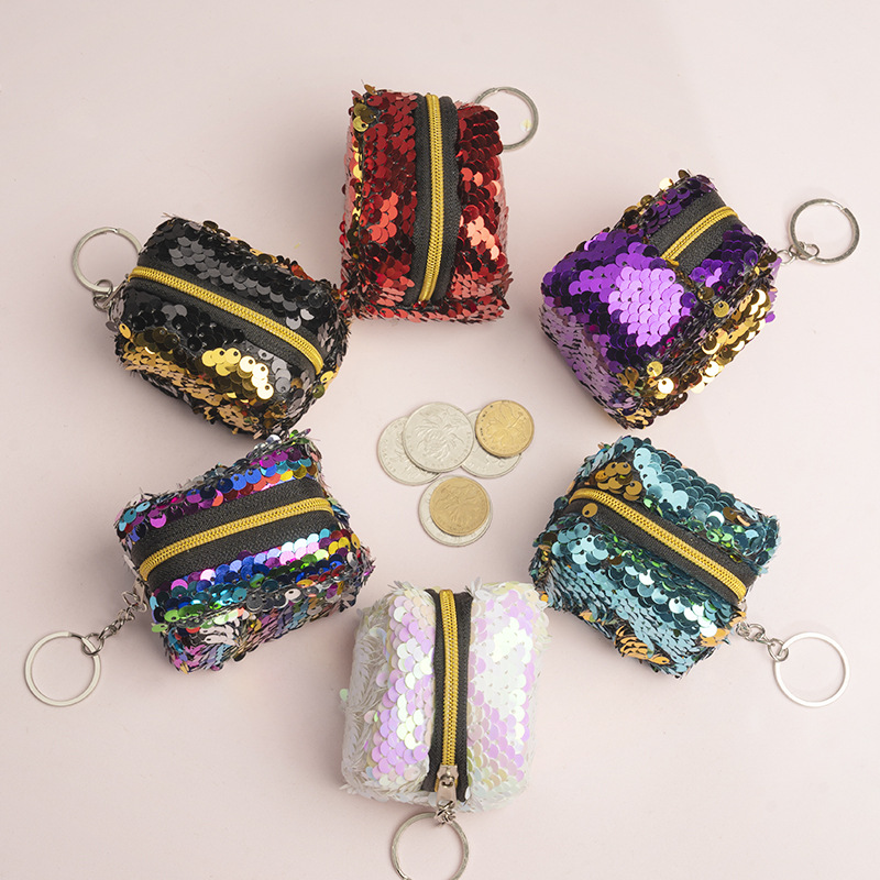Creative Sequins Square Stereoscopic Mini Small Bag Mini Coin Bag Women's Coin Purse Key Bag