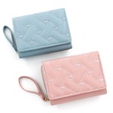 Women's Wallet Women's Tri-fold Card Bag PU Leather Multi-card Wallet Short Fashionable Embroidered Love Coin Purse
