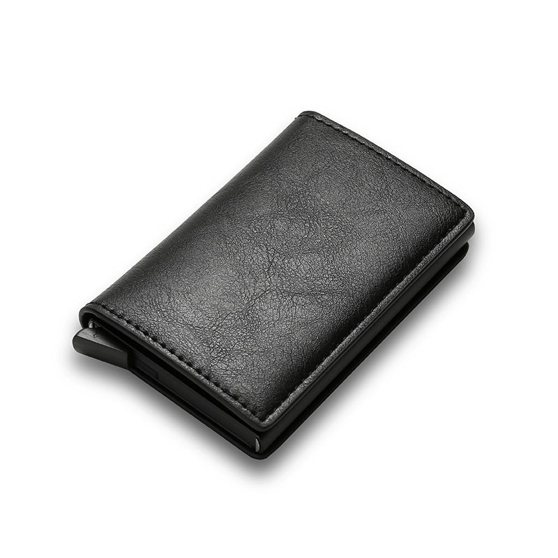 multi-card metal wallet card case RFID anti-theft brush short multi-function coin purse wear-resistant wallet