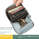 Genuine Leather Wallet Women's Instagram Organ Card Bag RFID Zipper Coin Purse Card Bag Large Capacity Card Stake Purse