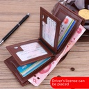 Men's PU wallet short multi-card litchi pattern leather bag driving license wallet change card bag one-piece delivery