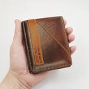 Retro Men's Wallet Cowhide Card Bag Fashion Short Silver Bag Multi Card Wallet Factory