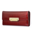 Women's Genuine Leather Patent Leather Stone Pattern Wallet Clasp Multi-function Multi-card Coin Purse Clutch Bag for