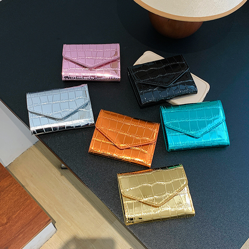 Card Bag Women's Mini Korean-style Stone Pattern Multifunctional Anti-degaussing Multi-card Bright Retro Card Bag