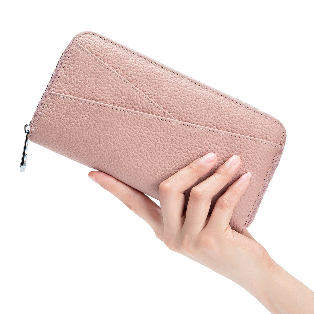 Japanese Genuine Leather Long Wallet Women's Large Capacity RFID Top Layer Cowhide Organ Card Bag Fashionable Clutch Bag Mobile Phone Bag