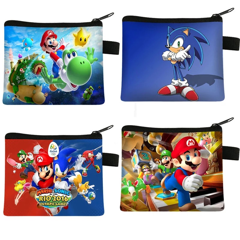 Sonic children's coin purse Mario peripheral portable card holder coin key storage bag clutch