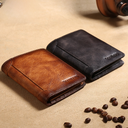 generation men's wallet horizontal vertical short top layer leather wallet classic three-fold RIFD anti-theft brush