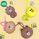 line friends Genuine Brown Bear Children's Coin Purse Silicone Earphones Storage Bag Cartoon Shoulder Crossbody Bag