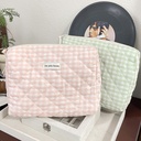 粉绿格化妆包大容量韩国ins可爱便携化妆品收纳包全棉绗缝洗漱包