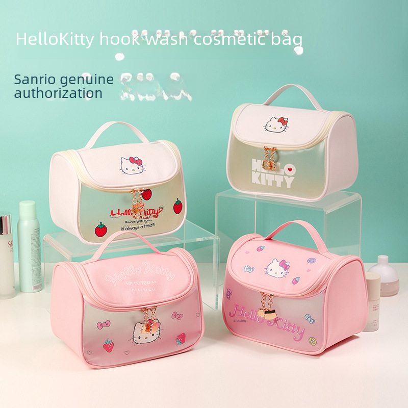 Explosive HelloKitty Cosmetic Bag High Color Value Large Capacity Waterproof Portable Hook Wash Storage Bag