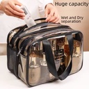 Large Capacity PVC Dry and Wet Separate Cosmetic Bag Thickened Double Layer Storage Bag Multifunctional Waterproof Toiletries Storage