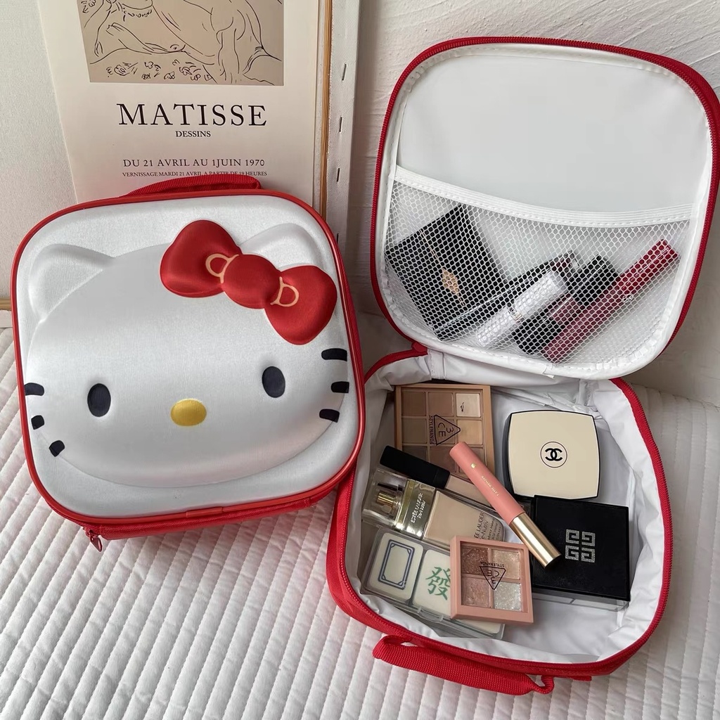 ins Korean Fire Cute Girl Cartoon Kitten Portable Storage Bag Cosmetic Bag Portable Pregnant Picnic Finishing Bag