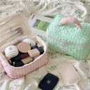 Korean ins Plaid Cosmetic Bag Large Capacity Japanese Style Cute Style Portable Cosmetic Storage Bag Wash Bag