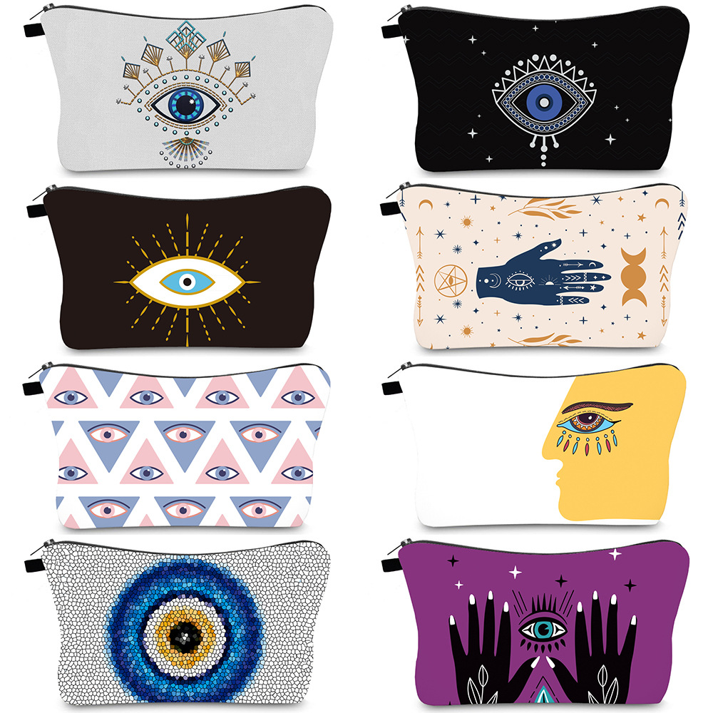 Anti-splash Cosmetic Bag Evil Eye Printed Travel Storage Bag Portable Clutch Bag Wash Bag Women