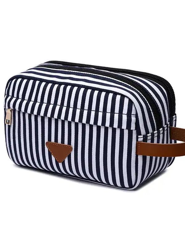 striped cosmetic bag clutch fashion canvas storage bag coin purse