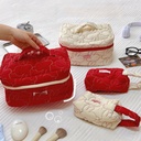 Rich Rabbit Cosmetic Bag Cute Niche Women's Storage Bag Student Portable Large Capacity Quilted Cotton Rabbit Wrist Bag