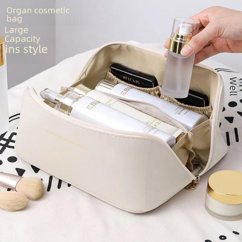 ins style high-looking organ cosmetic bag large capacity portable high-grade wash bag travel cosmetics storage bag
