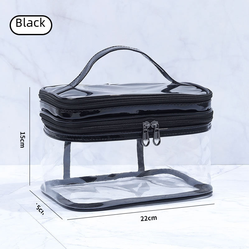 Double Layer Transparent Cosmetic Bag Large Capacity Dry and Wet Separate Waterproof Toiletry Bag Portable Travel Cosmetic Storage Bag