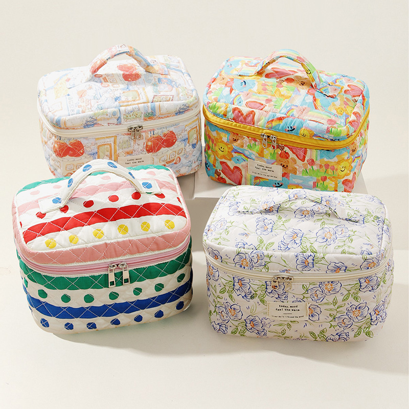Xiyin Special for Cotton Cosmetic Bag Floral High Color Value Toiletry Bag Portable Travel Factory