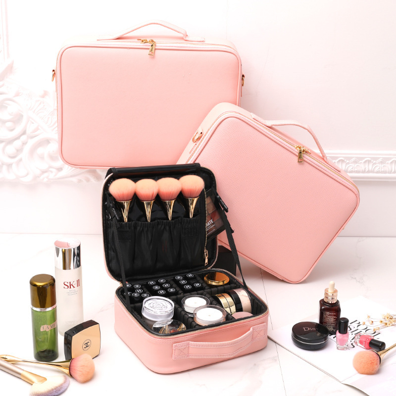 PU Pink Nail Beauty Cosmetics Storage Box Travel Portable ins Style Makeup Artist Makeup Storage Bag