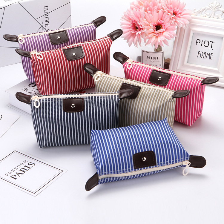 Zhenbin Korean style striped dumpling cosmetic bag dumpling bag folding makeup wash bag bath bag travel bag factory