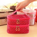 Yuxuan cosmetic bag portable travel storage bag polka dot portable double zipper cosmetic bag