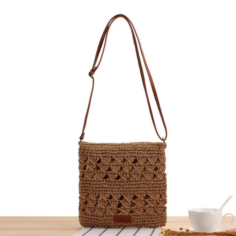 A generation of hollow woven bag shoulder slung summer vacation beach bag simple handmade straw bag