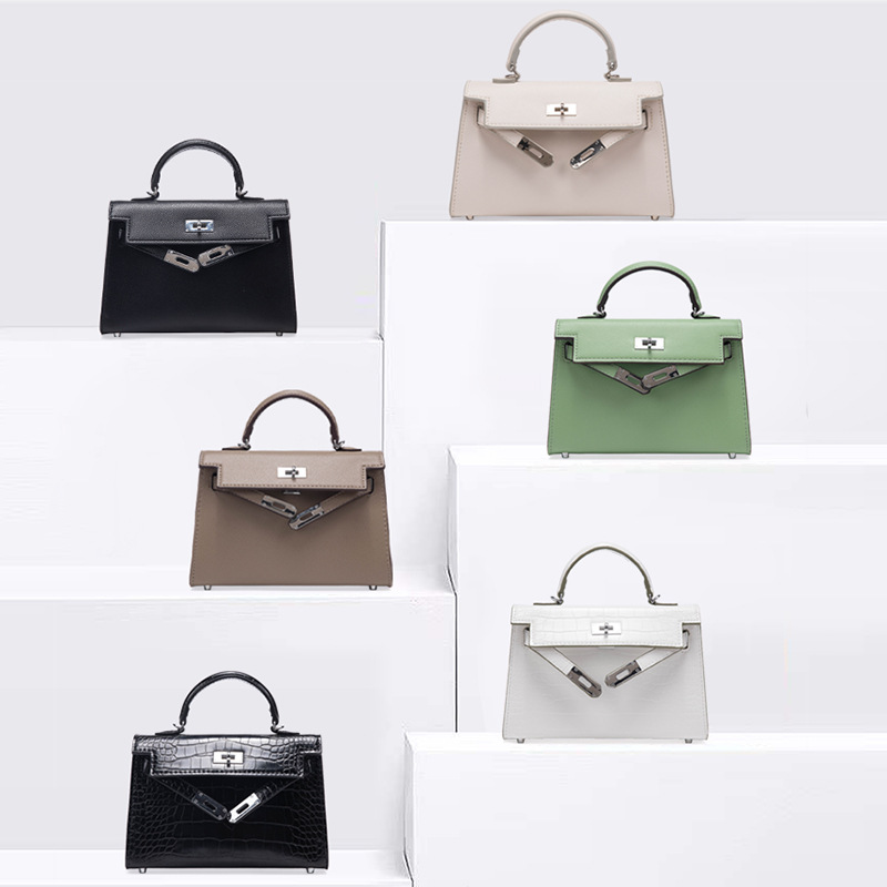 High-grade light luxury kelly bag kelly mini second generation shoulder messenger bag women's handbag mini crocodile pattern