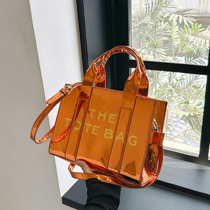 Baigou bags lacquer portable tote bag women's fashion bright high-end messenger bag